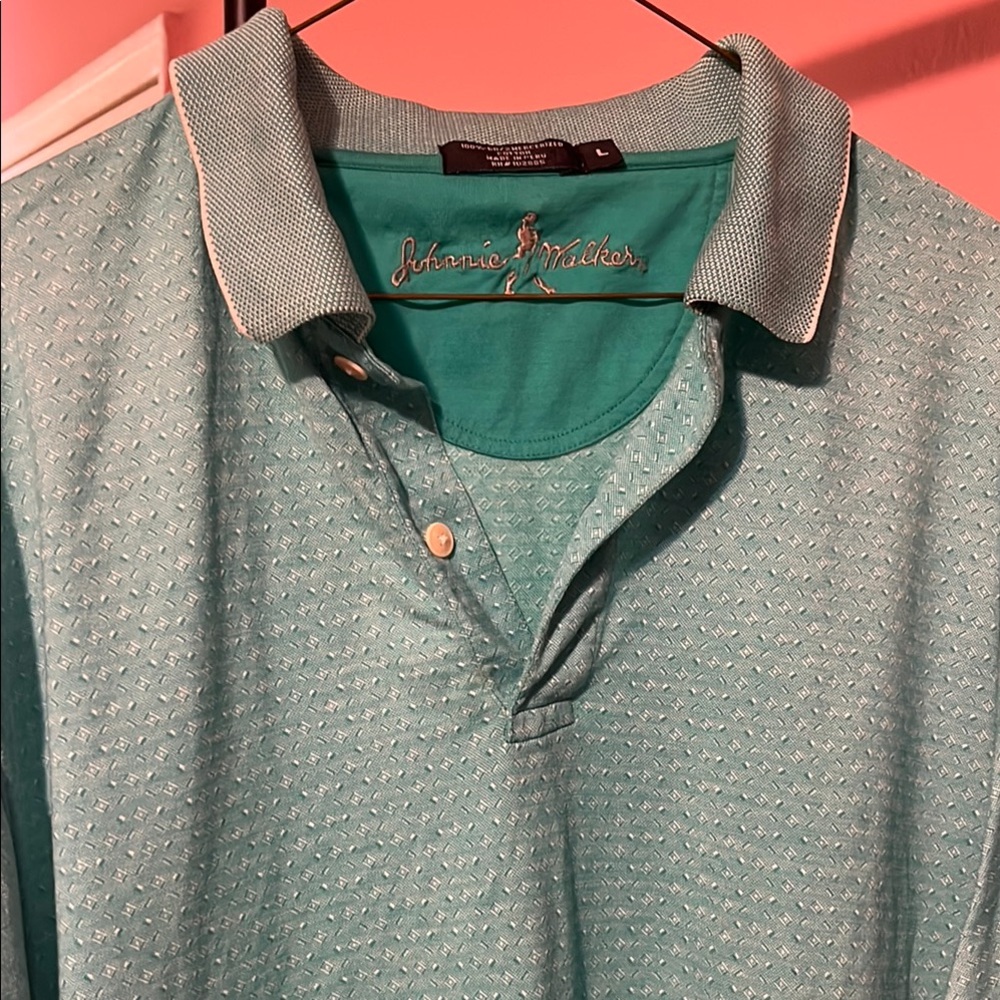 Vintage Blue Casual Polo Shirt with Collar and Short Sleeves